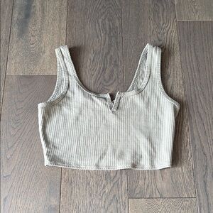 Ribbed Beige Crop Top